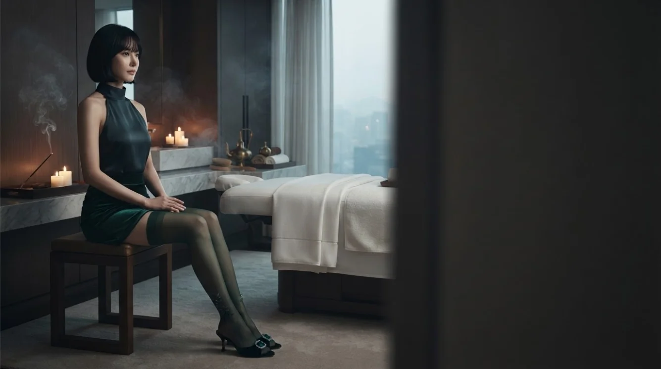 Illustrative hands-on massage in a softly lit private room