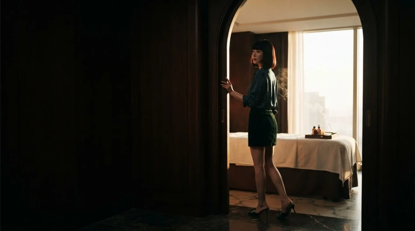 Illustrative hands-on massage in a softly lit private room
